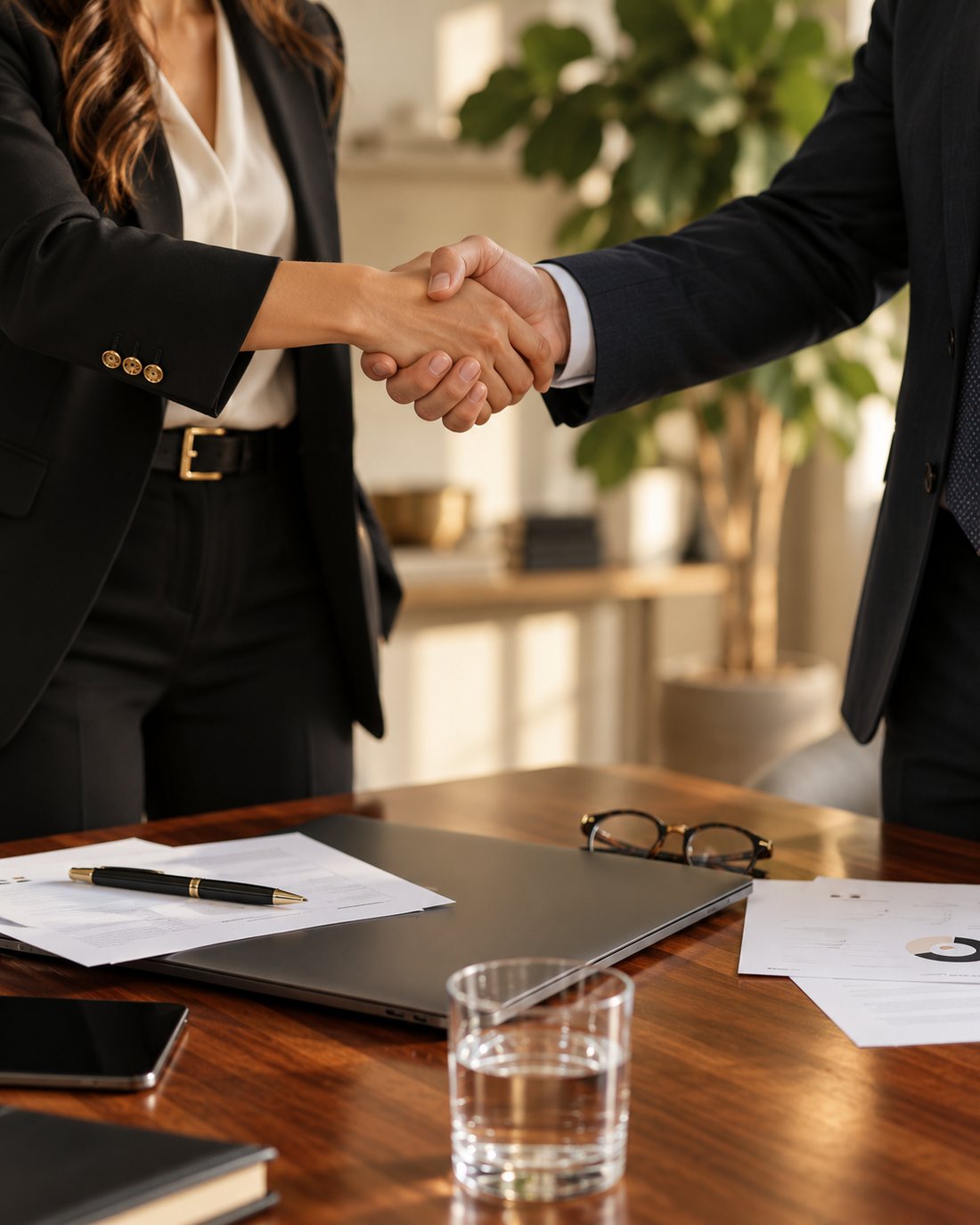 A handshake over a signed agreement