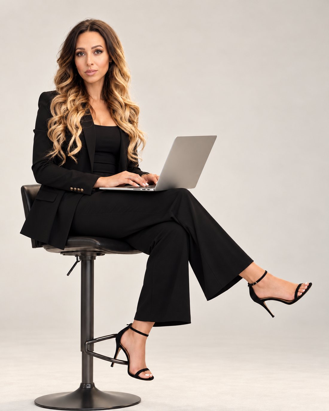Mayra Bennett with her laptop